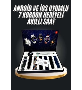 7 Kordonlu Akıllı Saat Siyah Kasa Dokunmatik Ekran Uyku Takibi