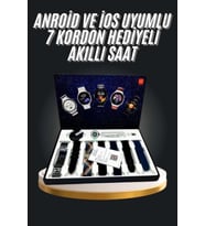 7 Kordonlu Akıllı Saat Siyah Kasa Dokunmatik Ekran Uyku Takibi