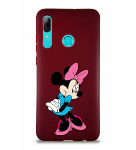 Huawei P Smart 2019 Soft Premier Kapak Minnie Mouse-F Tasarımlı Silikon Kılıf - Mürdüm (Şeffaf)