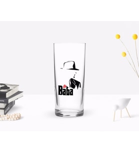 BK Home Renkli Baskılı Godfather Baba Tasarımlı Rakı Bardağı-16 (Beyaz)