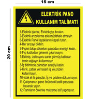 Metal Elektrik Pano Kullanım Talimatı 15cm x 20cm Uyarı Levhası Yönlendirme Tabelası