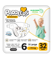 Paddlers Protection Bebek Bezi 6 Numara X-Large (15+ Kg) 32 Adet – Jumbo Paket, Maksimum Koruma