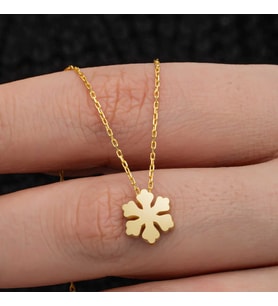 Gümüş Gold Minimal Kar Tanesi Kadın Kolye