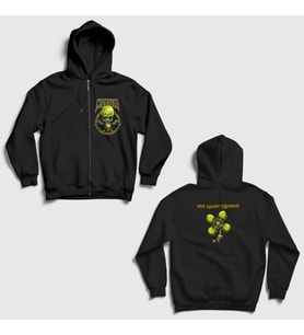 Presmono Unisex Siyah Metallica No Leaf Clover Sırt Baskılı Fermuarlı Kapüşonlu Sweatshirt 523361tt