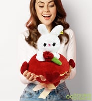 Bubblebear Peluş Ayıcık Tavşan Sevgi Buketi Ve Sevgililer Günü Doğum Günü Hediye (Kırmızı)