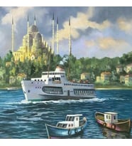 İSTANBUL PASTEL BOYA TEMALI DEKORATİF KANVAS TABLO (Çok Renkli)