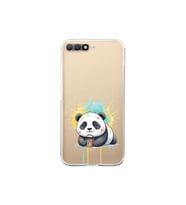 Huawei Y6 2018 ile Uyumlu Splash Panda Tasarımlı Şeffaf Silikon Kılıf