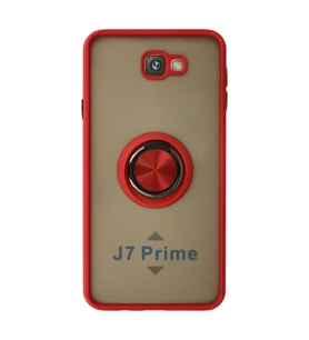 Samsung Galaxy J7 Prime Kılıf Montreal Yüzüklü Silikon Kapak - Kırmızı