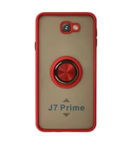 Samsung Galaxy J7 Prime Kılıf Montreal Yüzüklü Silikon Kapak - Kırmızı