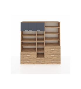Hyperion Dolap 17 Raflı 6 Çekmeceli 3 Kapaklı 220x44x243 Çam-Antrasit/Çam