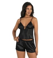 Amora Secret Siyah Saten Şort Takımı 9207