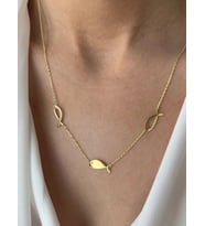 Kişiye Özel 925 Ayar Gümüş Tasarım Balık Model Kolye (Gold)