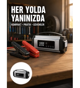 Acil Durumlar İçin Çok Fonksiyonlu Araç Akü Takviyesi Hava Kompresörü ve Güç Kaynağı Yeni Nesil