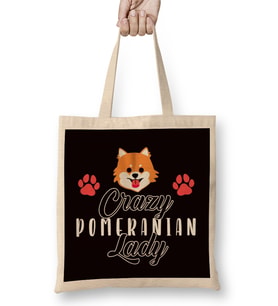 Crazy Pomeranian Lady Pommy Mommy German Spitz Puppy Pet Paw Bez Çanta Uzun Saplı