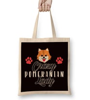 Crazy Pomeranian Lady Pommy Mommy German Spitz Puppy Pet Paw Bez Çanta Uzun Saplı