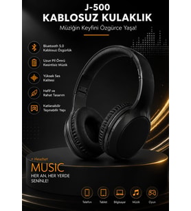 J500 SİYAH RENK BLUETOOTH KAFA ÜSTÜ KULAKLIK
