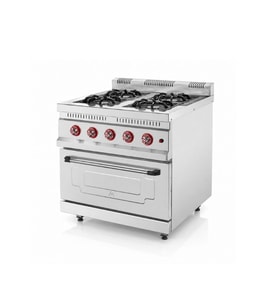 Silverinox Doğalgazlı 4 Ocak 1 Fırın Kapasiteli Kuzine 80x80 Cm