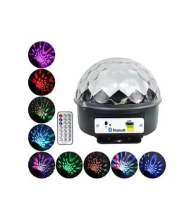 Mey İthalat® Disko Topu Renkli Işıklı Parti Bluetooth Bağlantılı Led Küre