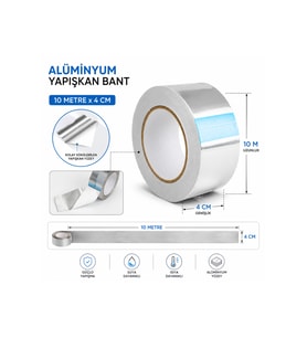 Alüminyum Yapışkan Bant 10 Metre x 4 CM Isıya ve Suya Dayanıklı