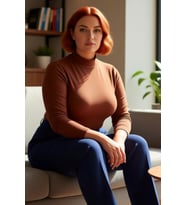 Kadın Kahverengi Dik Yaka Vücuda Oturan Fitilli Örme Bodycone Bluz Büyük Beden Günlük Konforlu