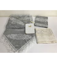 Lamazihome Gri 6 Parça Seccade Seti Gelin Damat Bohça Takımı Seccade Takımı