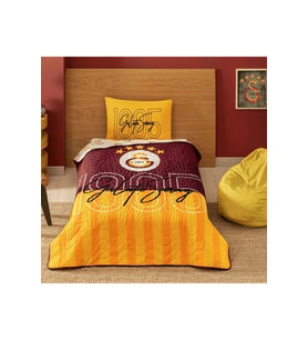 Taç Taraftar Lisanslı Pamuklu Tek Kişilik Yatak Örtüsü Seti (160x230)-Galatasaray 1905