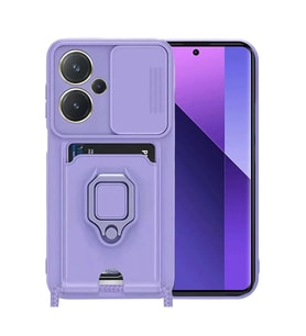 Redmi Note 13 Pro Plus Kılıf Zuma Kartvizitli Yüzüklü Silikon - Lila