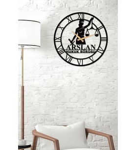Gowpenart Adalet Kadını - Avukat Kişiselleştirilebilir Metal Siyah Duvar Saati - Ev / Ofis Saati - Hediye Saat - 50 x 50 Cm