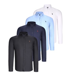 DÖRTLÜ SET G725 DEWBERRY ERKEK GÖMLEK-SİYAH-BEYAZ-LACİVERT-MAVİ