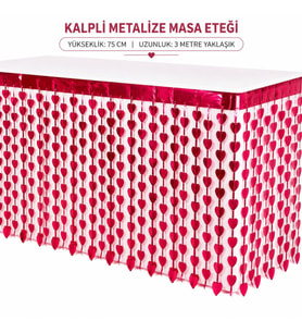 Kalpli Metalize Masa Eteği Kırmızı 75x300 cm