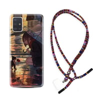 Samsung a71 A72 A73 A7 A9 2018 C7 C9 Kılıf Boyun Asklı Rasta Silikon Kız ve Kedi 1762