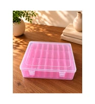 24 Bölmeli Pembe Modüler Organizer Kutusu, Şeffaf Plastik Saklama ve Düzenleyici