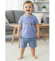 Fmai & Lia Lakos Erkek Çocuk Bebek Şortlu Takım 6-9 Ay, 9-12 Ay, 12-18 Ay, 18-24 Ay (Mavi)