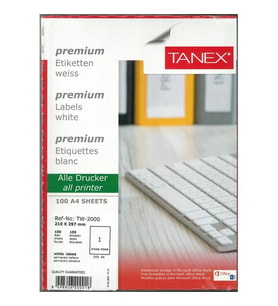 TANEX 210x297 mm LASER ETİKET A4 TAM TW-2000