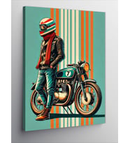 Kanvas Tablo Motorsiklet ve Retro Çizgiler
