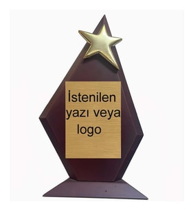 Ahşap masif plaket metal altın yıldızlı