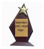 Ahşap masif plaket metal altın yıldızlı