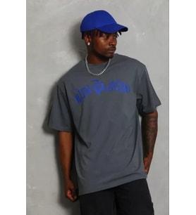Erkek Baskılı T-Shirt Kısa Kol Bisiklet Yaka Regular Fit Rahat Kalıp Günlük Tişört - Füme