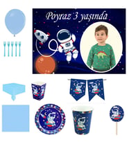 Afiş Hediyeli Astronot Uzay Temalı Doğum Günü Süsleri ve Parti Seti 8 Kişilik-