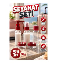 5'li Seyahat Bakım Şişesi Seti 30 ml – Sızdırmaz Kapaklı Şeffaf Dolum Kapları