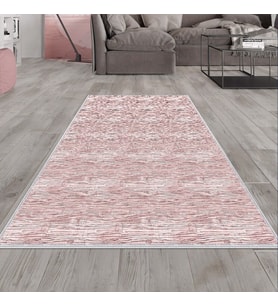 Pudra Eskitme Desen Yıkanabilir Kaymaz Taban Leke Tutmaz Modern Salon Halısı ve Yolluk (Beyaz)