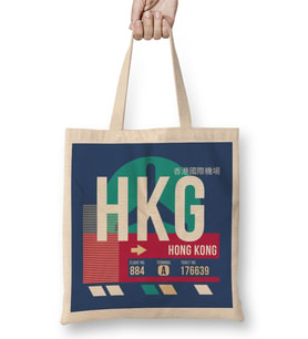 Hong Kong Hkg Airport Code Baggage Tag Bez Çanta Uzun Saplı