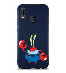 Huawei P20 Lite Soft Premier Kapak Bay Yengeç Tasarımlı Silikon Kılıf - Lacivert (Şeffaf)