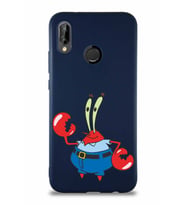 Huawei P20 Lite Soft Premier Kapak Bay Yengeç Tasarımlı Silikon Kılıf - Lacivert (Şeffaf)