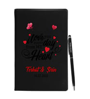 Sevgililer Gününe Özel Siyah Defter Kalem Seti 8