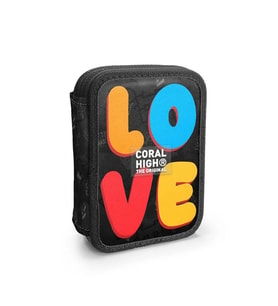 CORAL HIGH KIDS 31109 RENKLİ LOVE DESENLİ ÇİFT KATLI KALEM ÇANTASI