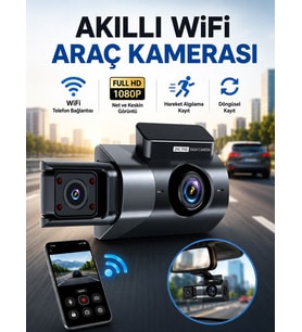 Wi-Fi 1080P Araç İçi Kamera 170° Geniş Açı G-Sensör Gece Görüşü Döngü Kayıt Dashcam
