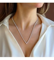 V Su Yolu 3mm Gümüş Kolye