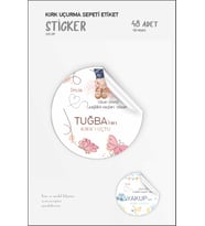 Kırk Uçurma Sepeti Etiketi Erkek - Kız Bebek Seçenekli 48 Adet Hediye Etiket 3x3 cm Sticker