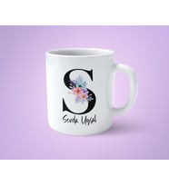 Çiçekli S Harfli İsimli Baskılı Kupa Bardak